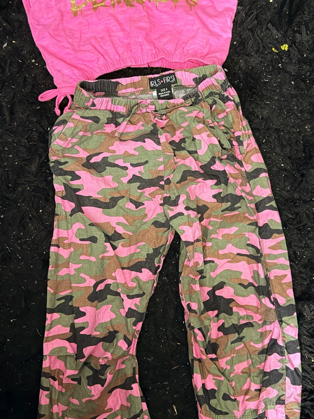 Girls First Pink Camo Jogger Pants